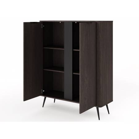 Komoda wysoka ryflowana listwa VIRGO dąb dunin + czarny